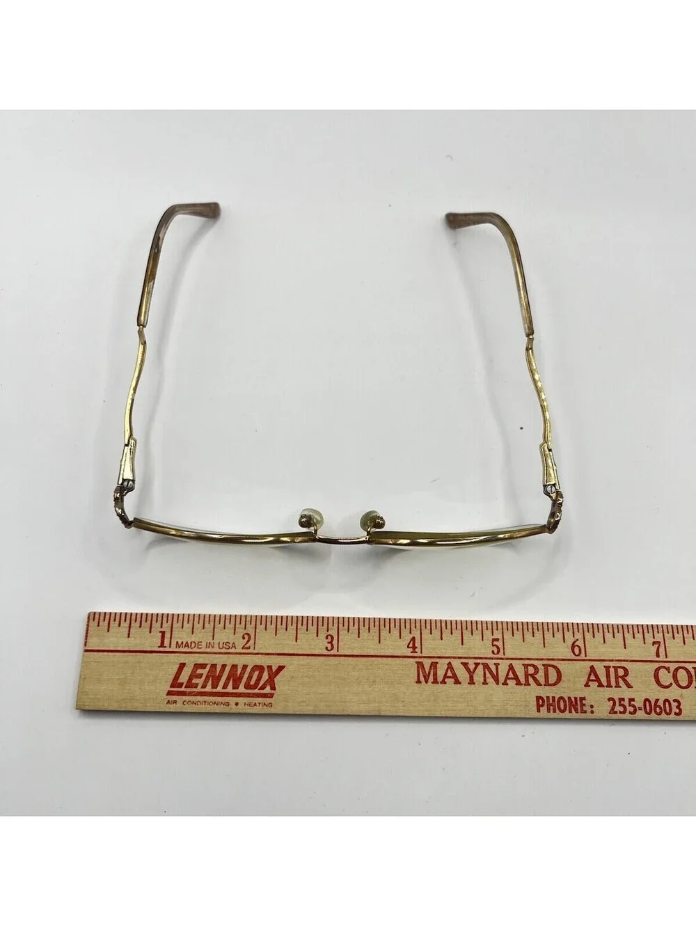 Vintage Gold Wire Oval Eyeglasses Frames Decorative Hinge Detail As-Is Lenses